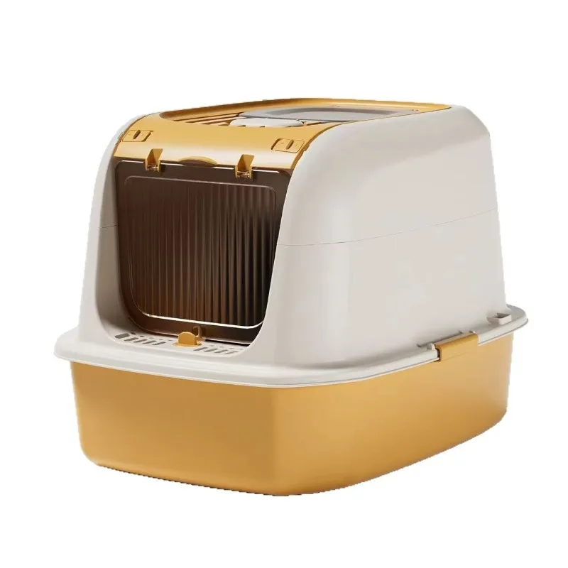 

Cat Litter Box PP Eco-Friendly Durable Oversized Splash Proof Odor Proof Fully Enclosed Flip Cover Easy Clean for Cats