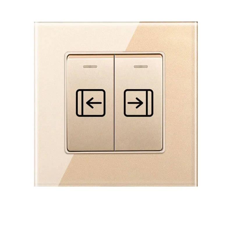 Gold Glass CE Electric Wall Switches  Curtain Fan Speed Water Heater Dimmer Doorbell Fuse Air Conditioner Light Switch 13A UK