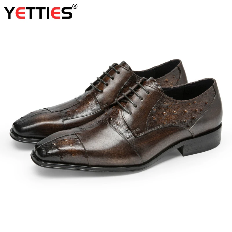 

British style handmade leather shoes men's business lace up formal shoes cowhide embossed suit men shoes derby shoes dress shoes