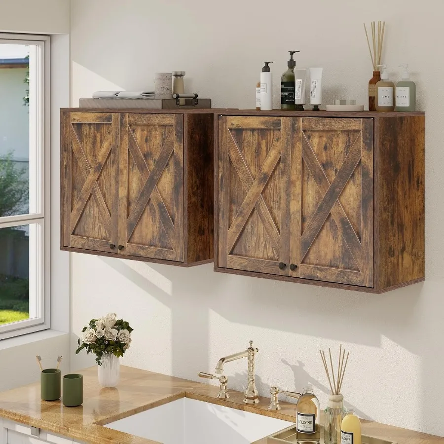 خزانة الغسيل، خزانة الأدوية، تخزين المطبخ، منظم المزرعة المثبت على الحائط مع أرفف فوق المرحاض، مجموعة واحدة من