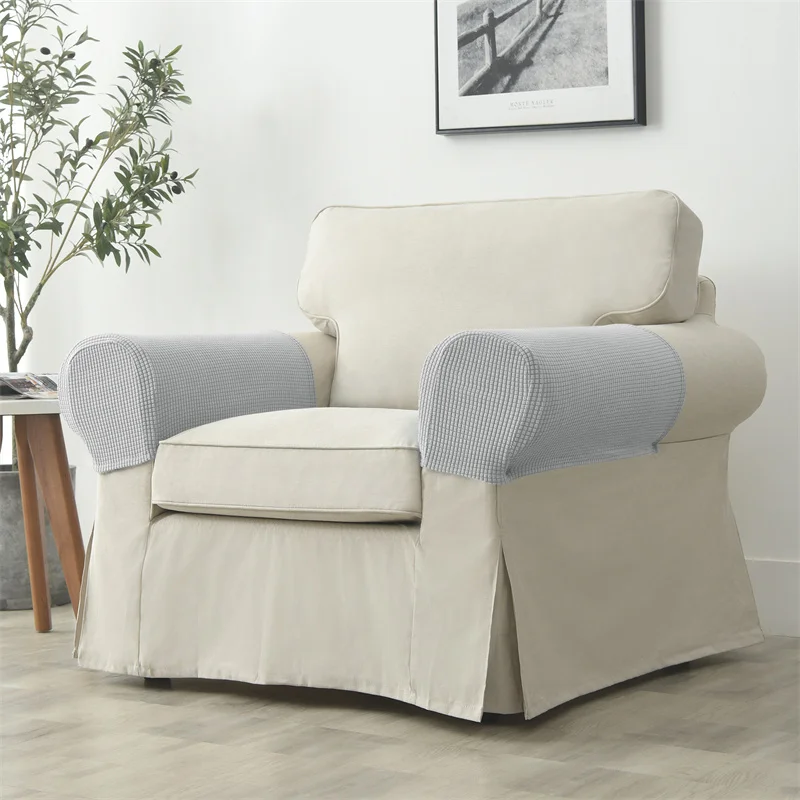 2-teiliges Set Stretch-Sofa-Armlehnenbezug Polar Fleece Schmutzabweisender Couch-Sessel Möbelschutz-Bezüge Einfarbig Wohnungsdekoration – Detail 11