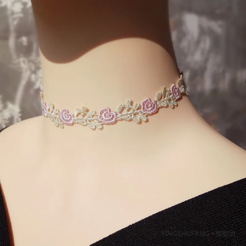 Sweet lace Flower Choker Necklace korean Lightweight Luxury lolita Clavicle Chain Anime cosplay Wedding Choker Women Jewelry