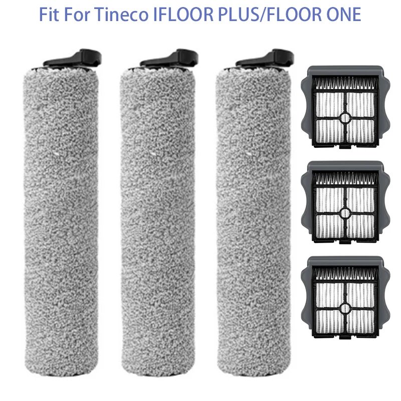 Replacement Roller Brush and Filter Kit Compatible for Tineco iFLOOR PLUS/PLUS ONE Wet Dry Vacuum