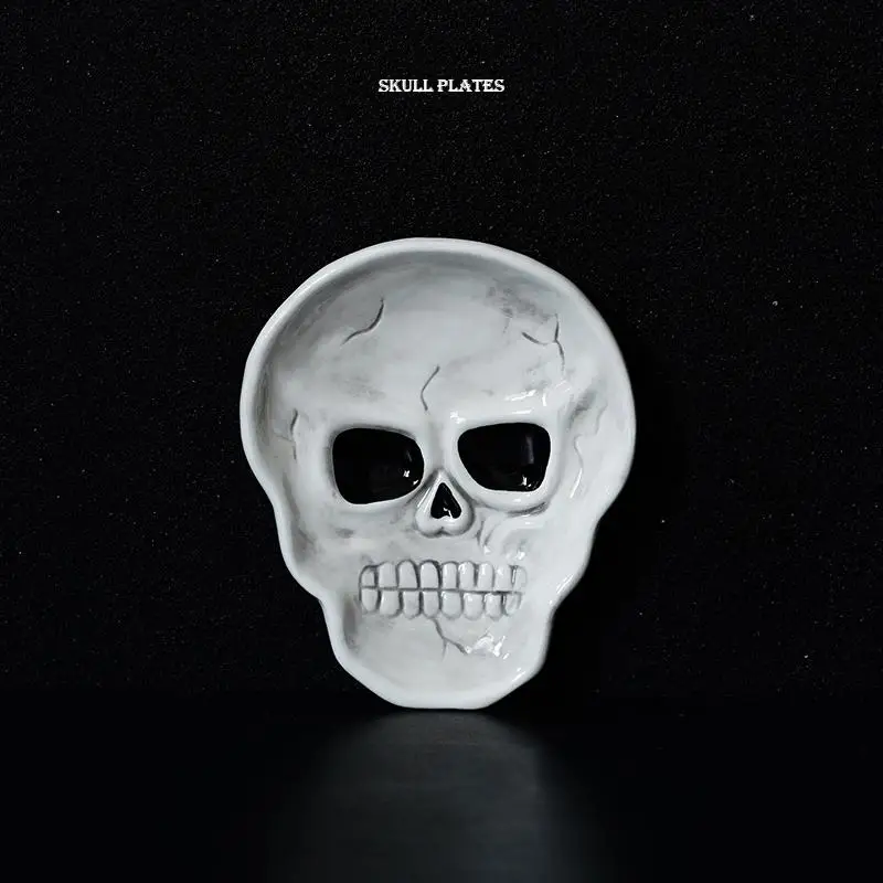 DoLife Store Nordic, Funny Halloween Embossed Skull Modeling Entrance Key Jewelry Storage Plate Decorative Plate