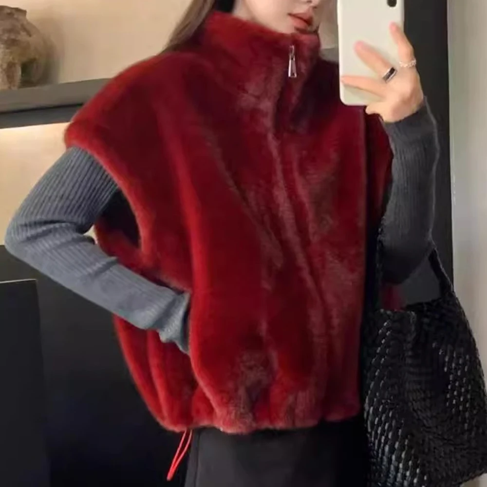 New 2026 mink vest female mink environmentally friendly loose casual fur integrated jacket fluffy vest winter wear