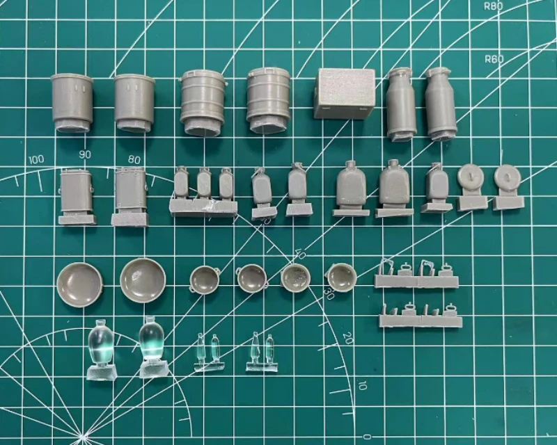 Modelo de resina fundida em escala 1/35, kit montado da segunda guerra mundial, equipamento de cozinha alemão, modelo de cena, desmontado e sem pintura, sem folha gravada