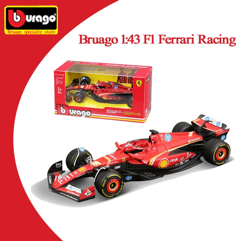 Bburago-لعبة سيارة سباق للأولاد ، صيغة Formula Ferrari ، سيارة معدنية ، Sf24 ، موديل Die Cast ، 16 Leclerc 55 Sainz ، F1 collece ، هدايا للأولاد ، جديدة