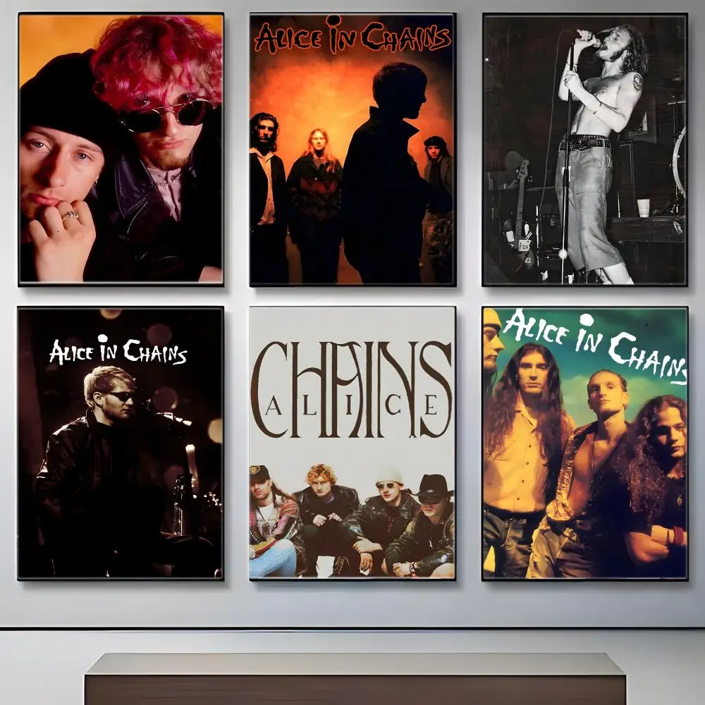 Rock A-Alice In Chains Poster  Self-adhesive Art Waterproof Paper Sticker Coffee House Bar Room Wall Decor view 3
