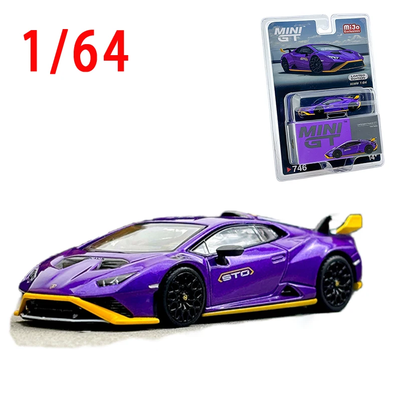 Diecast 1/64 Scale Lamborghini Huracan STO Sports Car Model Alloy Lamborghini STO Purple #746 Car Model Collection Decoration