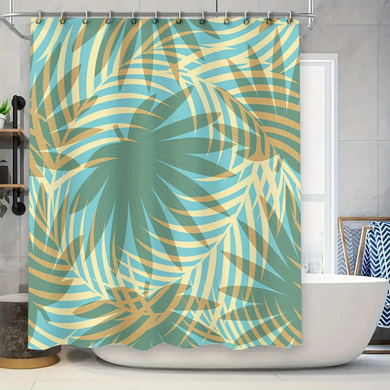 

Сине-зеленые занавески для душа с тропическими листьями, водонепроницаемые аксессуары для ванной комнаты для домашнего декора, 240x180 см, Новое поступление, распродажа! (Занавеска для душа