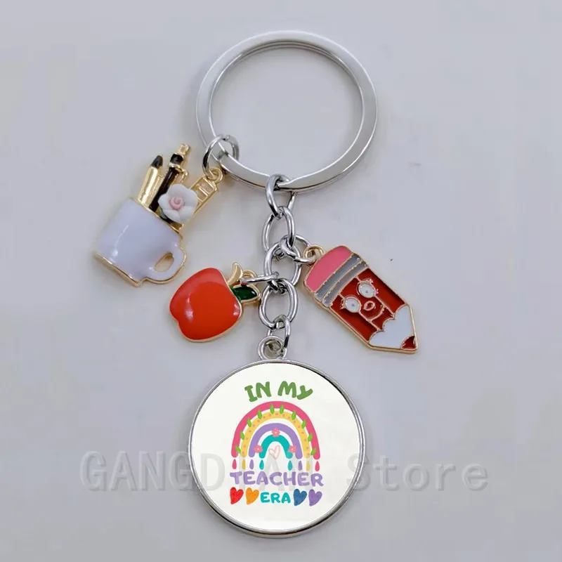 New Thank You Teacher Keychain Fashion Art Thanksgiving Teacher Education Pendant Keychain Teacher'S Day Car Bag Pendant Gift