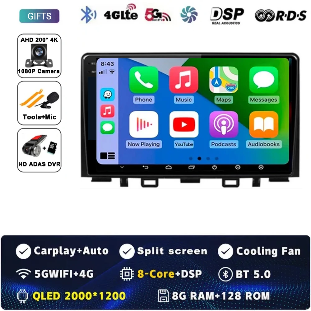 TIEYEZ Android 15 Carplay Auto Auto Radio GPS Multimedia Video Player Stereo BT Für Kia RIO Stonic YB 2016 2017 2018 2019 2020 2021 2022 9