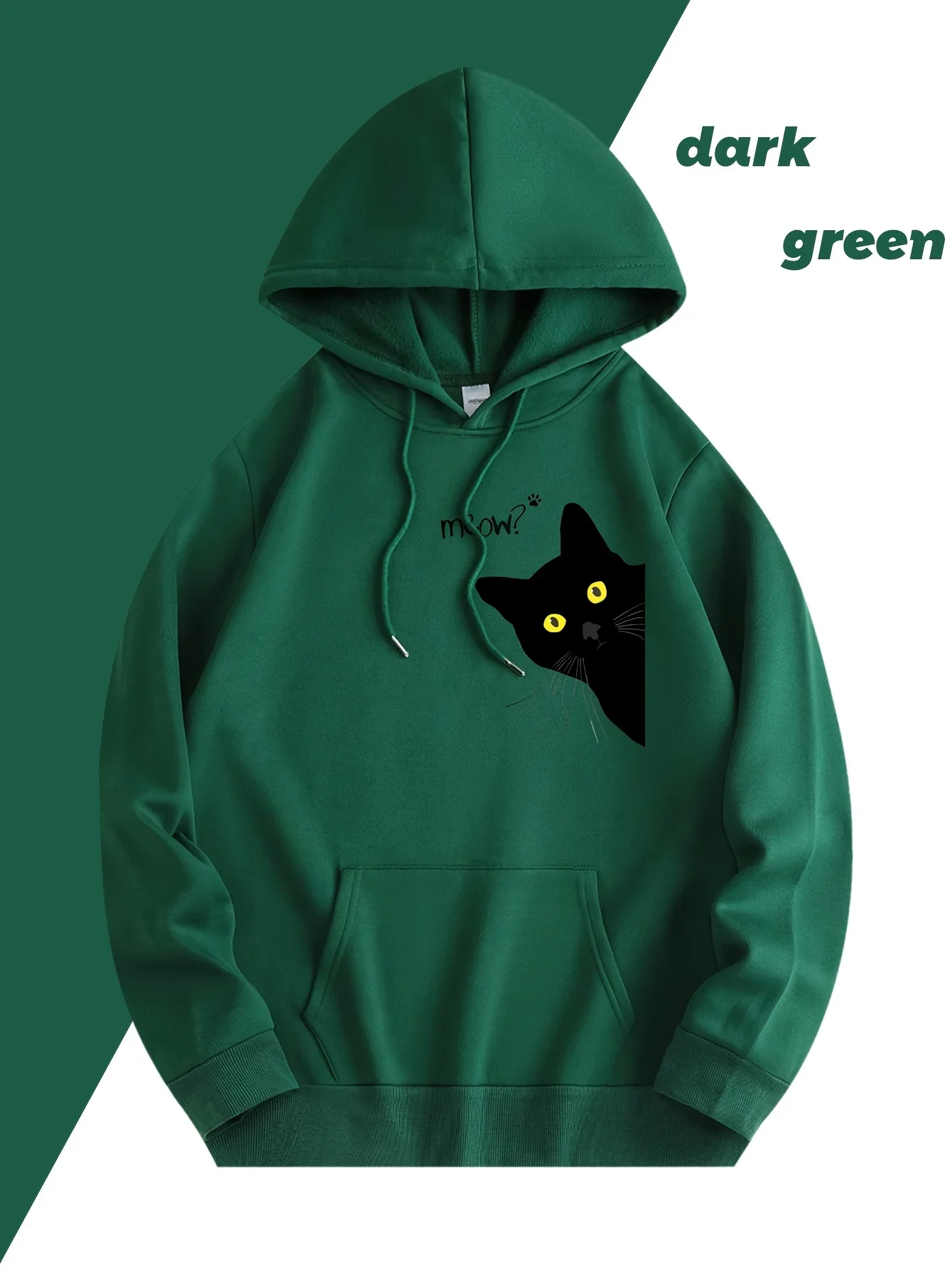 Meow Black Cat Hoodies Men Classic Round Neck Hoodie All-Match Creativity Slow jogging clothes Quality Hip Hop Clothes For Men