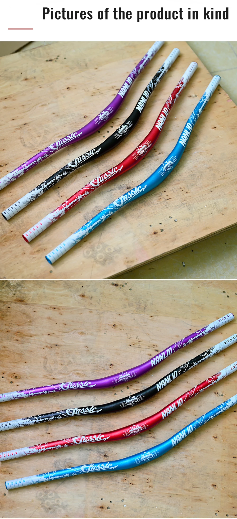 Nanlio Bunter 31,8 mm MTB-Riser-Lenker – 720/780 mm große Schwalbenstange, leichte Aluminiumlegierung für Mountainbikes und Rennräder – Detail 11
