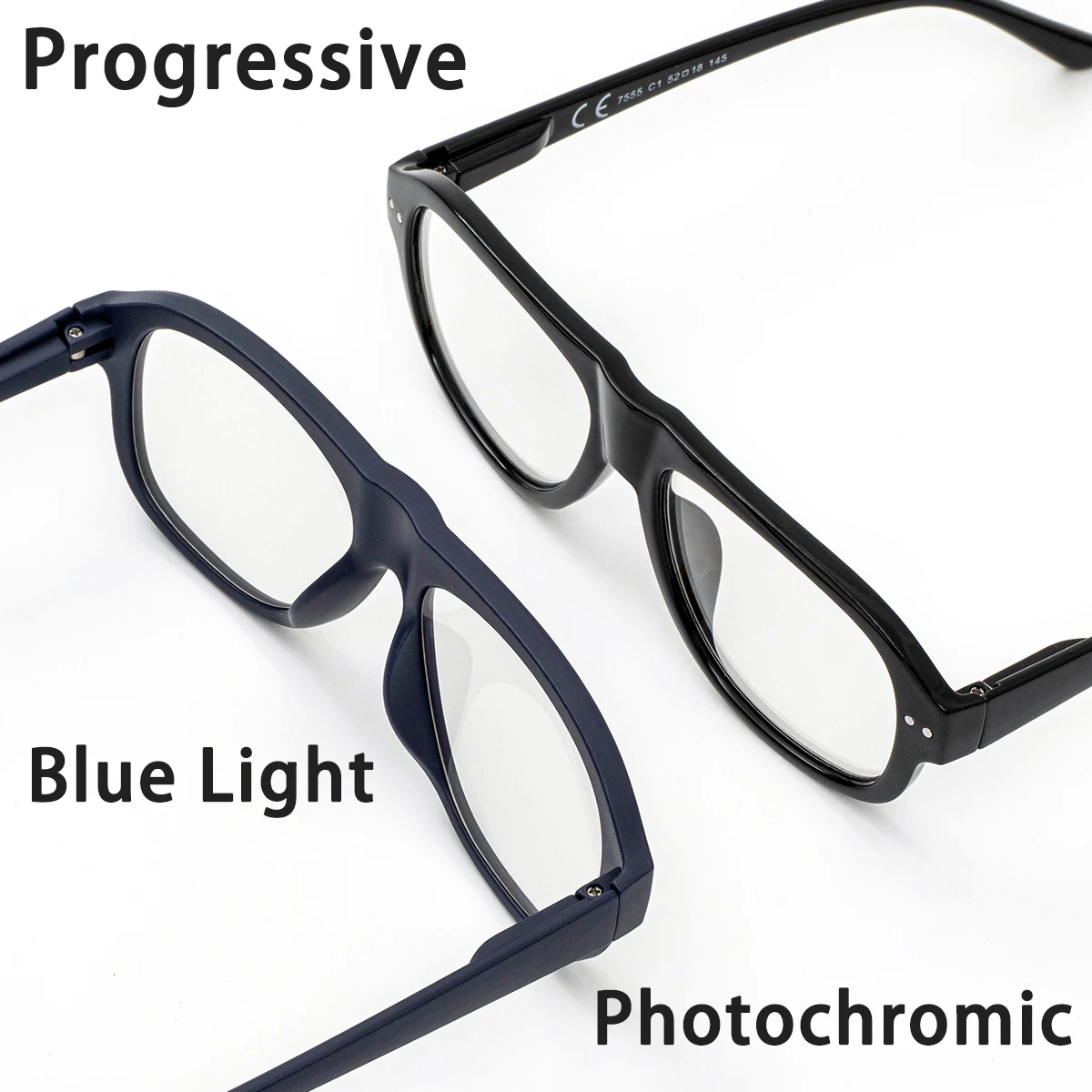 Photochrome, progressive multifokale Lesebrille, klare und breite Sicht, klassisches Design, Metallbügel, Unisex. – Detail 4
