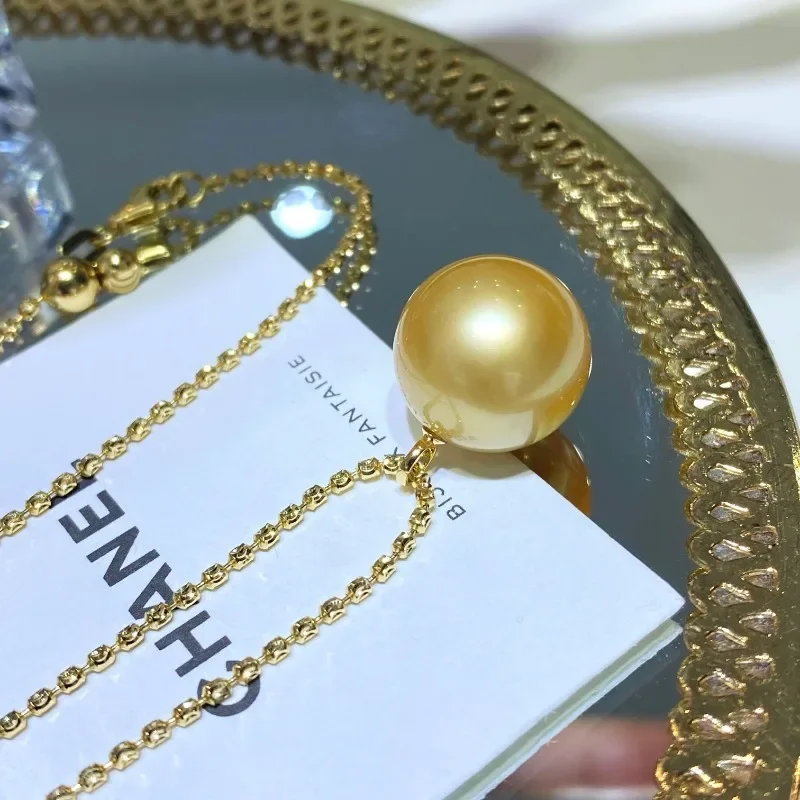 Huge 13-14mm Round Natural Pearl Pendant Fine Jewelry for Women Wedding Gifts 925 Sterling Silver