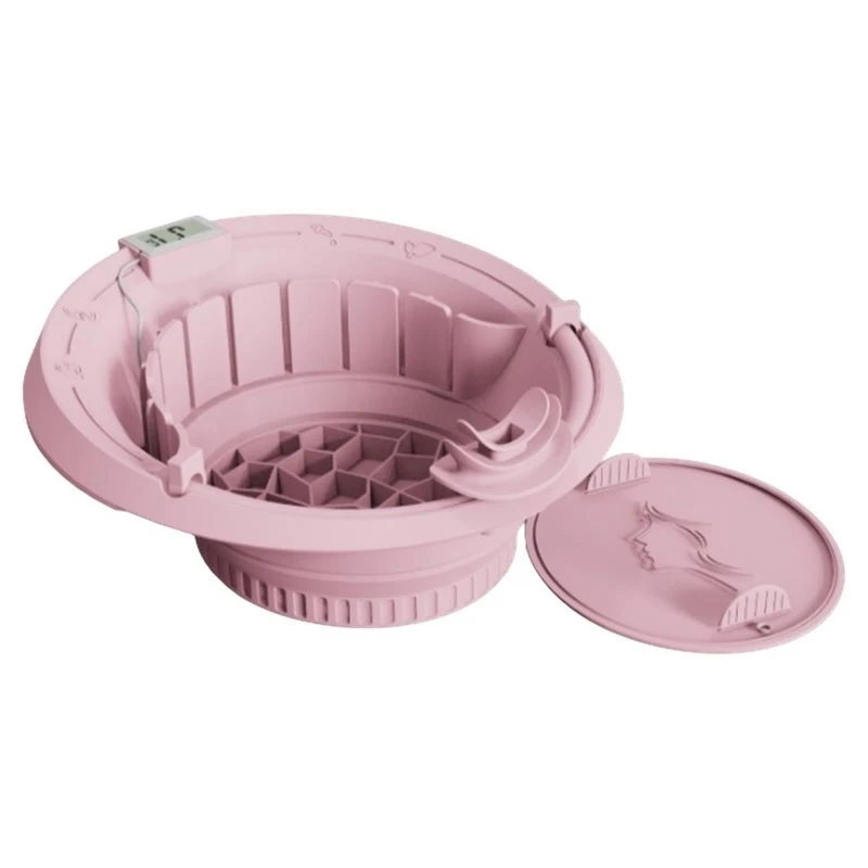 ABKL-Face Bowl For Ice With Built-In Ice Tray & Breathable Hose Foldable Silicone Facial Ice Bath Bowl For Home Pink