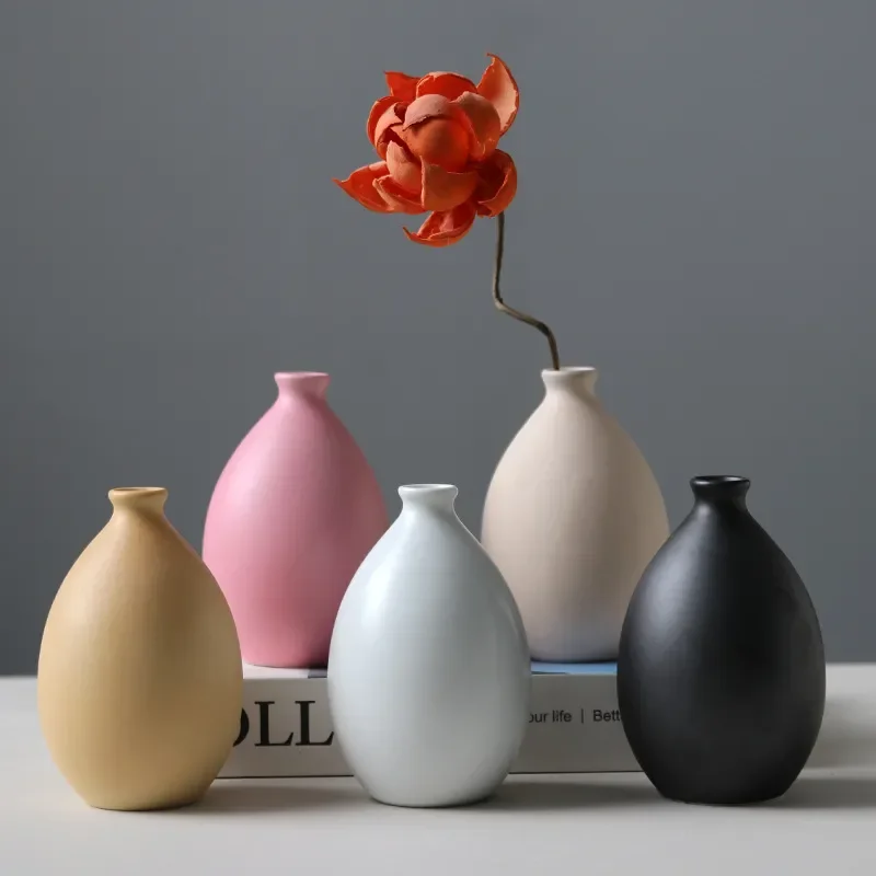 for Jingdezhen Ceramic Small Round Vase Creative Simple Desktop Flower Arrangement Ornament Home Decoration Wholesale