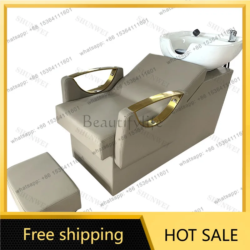 Factory Direct Sales Hair Salon Special Hair Salon Ceramic Basin Half Reclining Flush Bed Tide Japanese Style