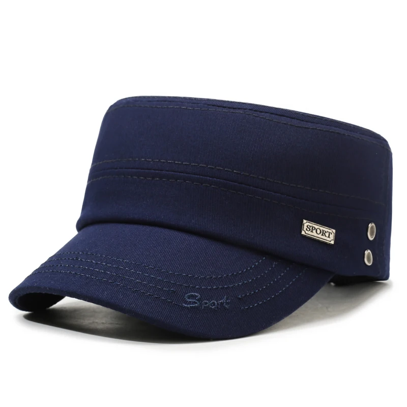 Iron Label SPORT Einfarbige Flat Top Cap – Frühlings- und Herbst-Outdoor-Casual-Sport-Sonnenhut mit bestickter Krempe – Detail 7