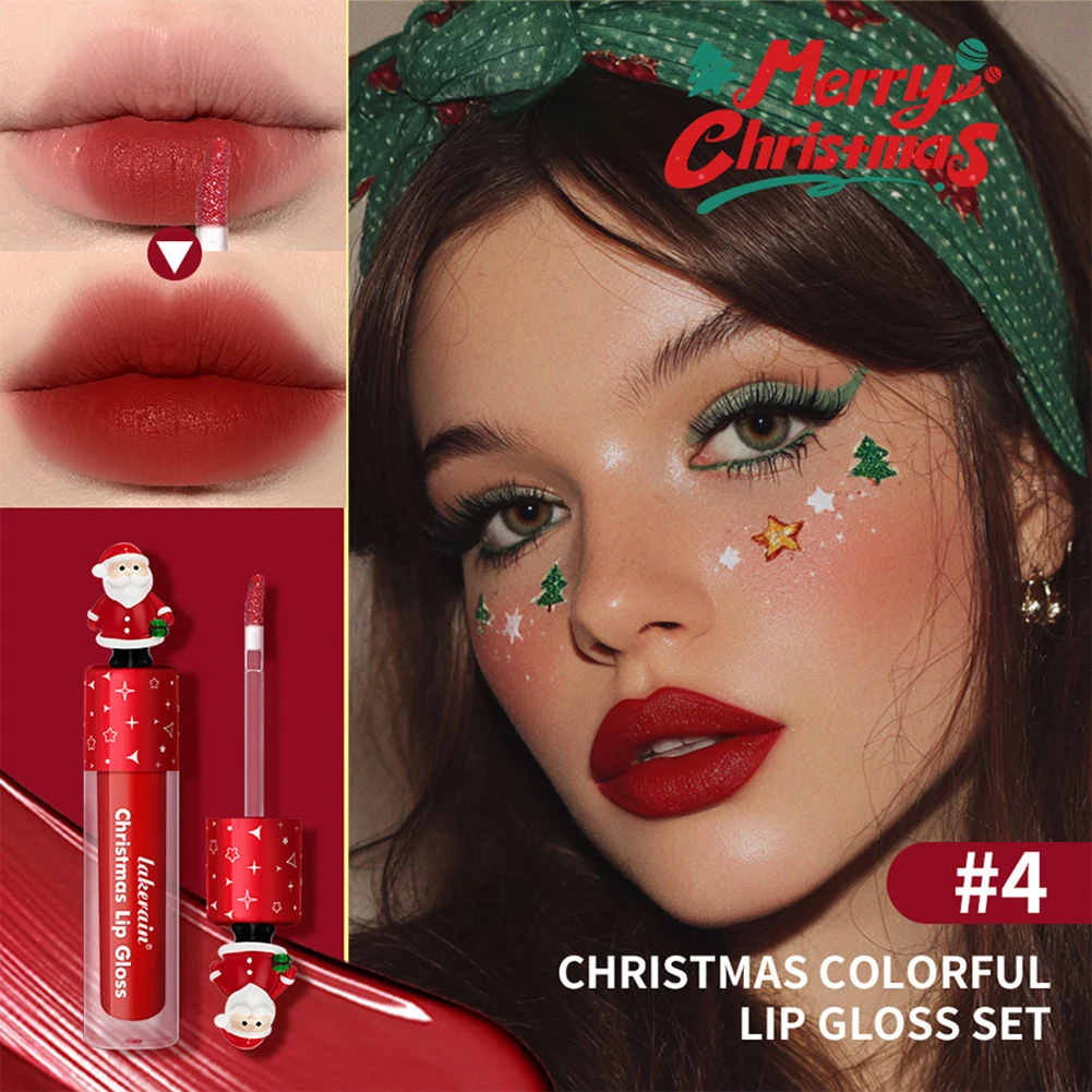6 contagens/conjunto de maquiagem labial de natal inclui bálsamo labial gloss labial de longa duração à prova d' água presente surpresa cosmética de natal para mulheres