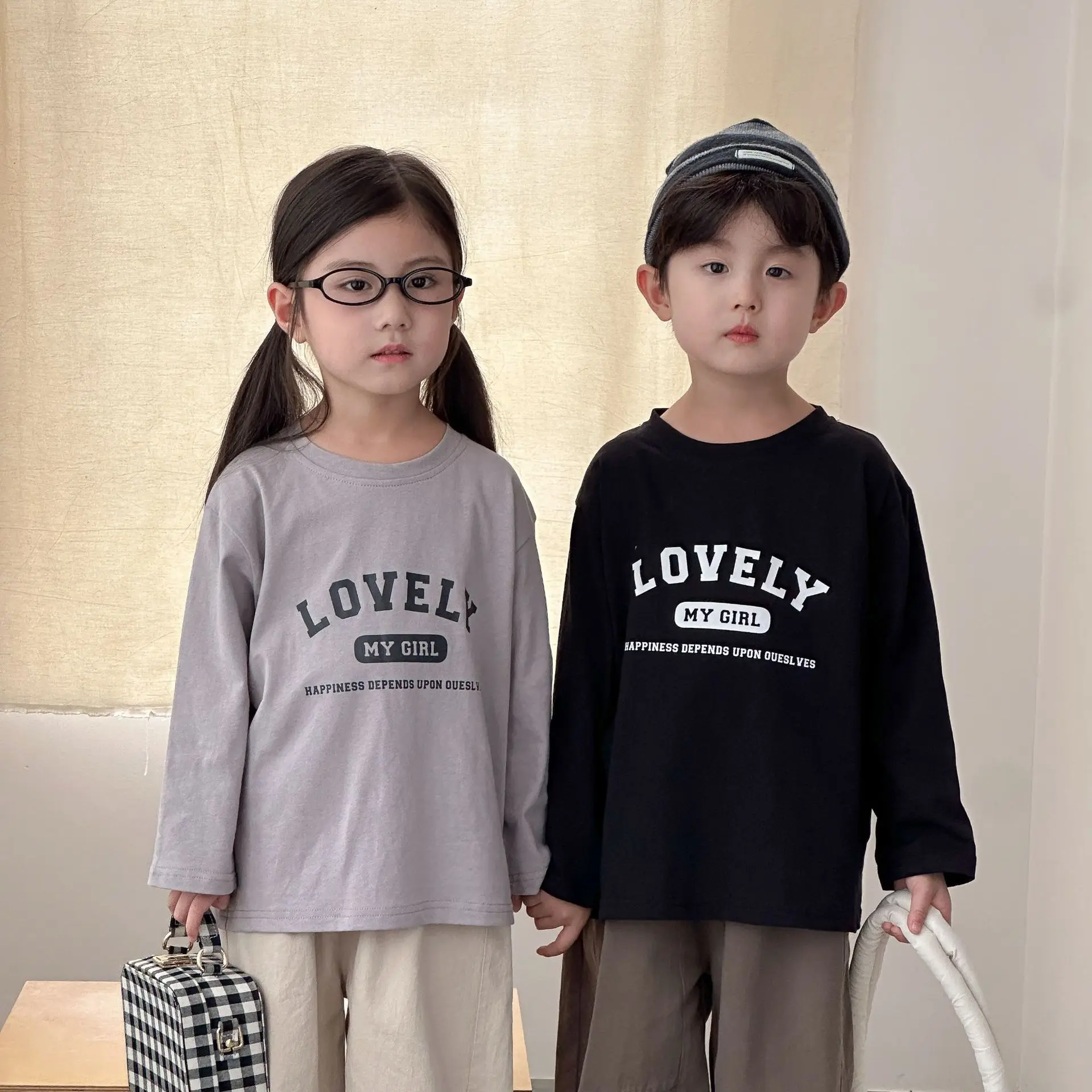 

2025 Autumn New Children Long Sleeve T Shirts Cotton Boys Casual Tee Letter Print Kids Girls Versatile Bottoming Shirt Baby Tops