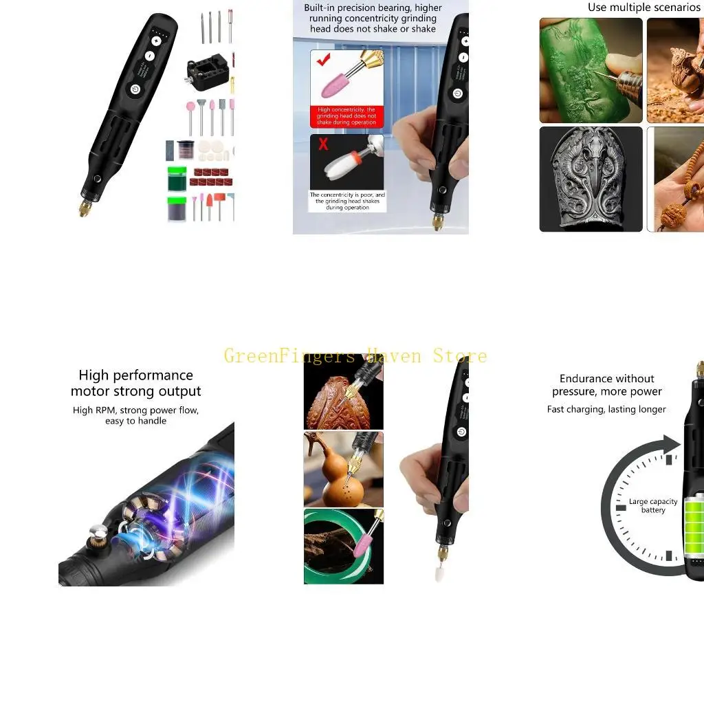 

F68D Portable 5 Speed Electric Grinding Polishing Machine 3.7V 18000rpm Wireless Polishing Tool USB Rotary Tool Woodworking