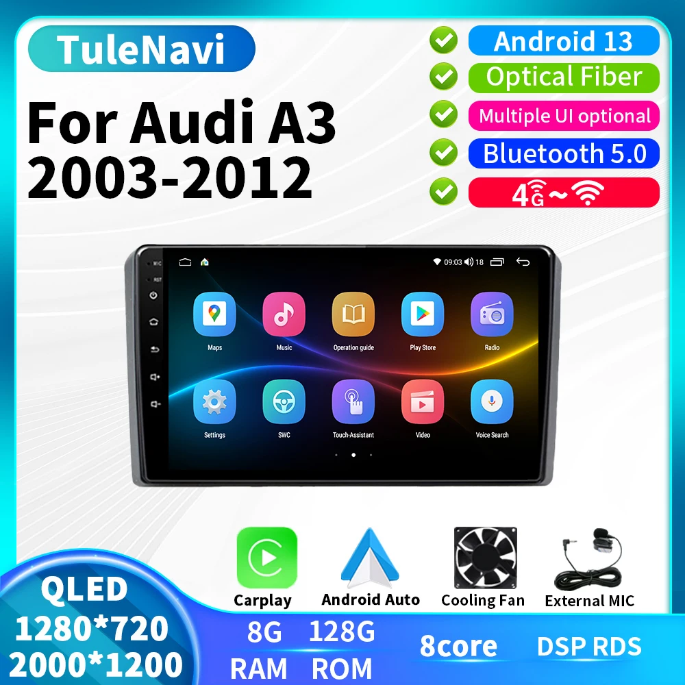 

Android Car Multimedia Radio For Audi A3 8P S3 RS3 2003 - 2012 Auto Stereo Wireless CarPlay GPS Navigation Wifi DSP Carplay