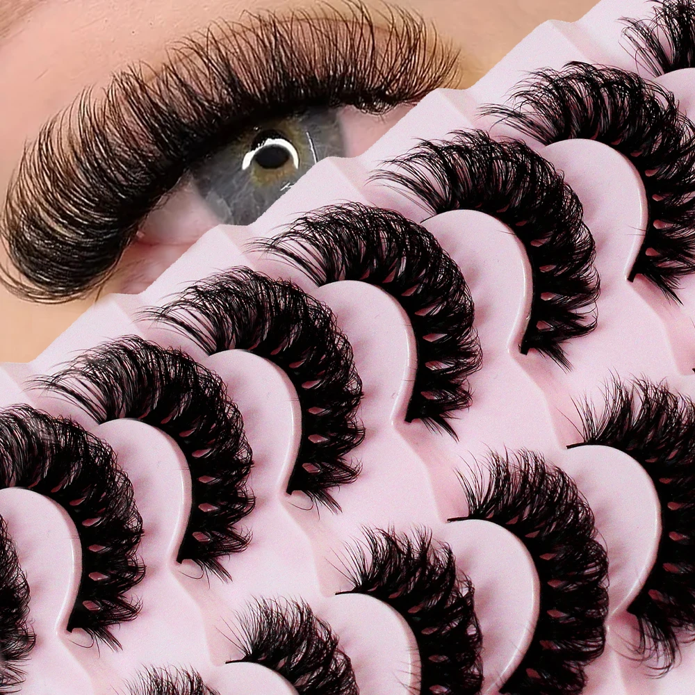 7 Paare falsche Wimpern wispy Wimpern natürlichen Look gefälschte Wimpern Katze Wimpern Faux Nerz flauschigen Streifen falsche Wimpern Pack