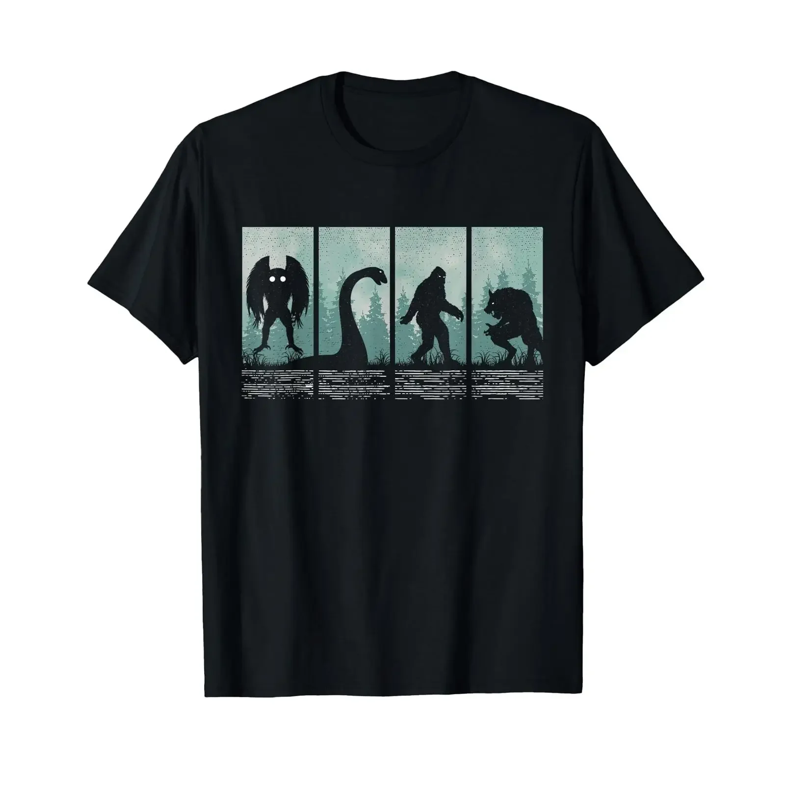 Bigfoot Loch Ness Monster Mothman and Dogman Funny Cryptid T Shirt vintage Washed Stylish Soft designer clothes Casual