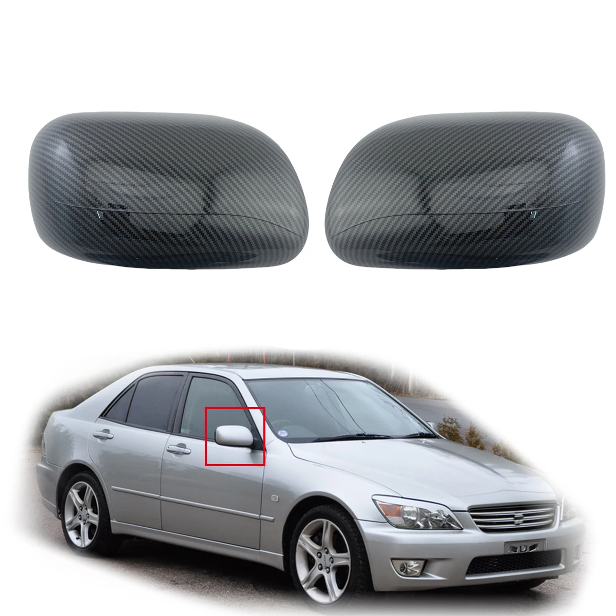 Carbon Rearview Car Accessories Plated Side Door Mirror Covers Trim For LEXUS IS200 IS300 2001 2002 2003 2004 2005 Paste Style