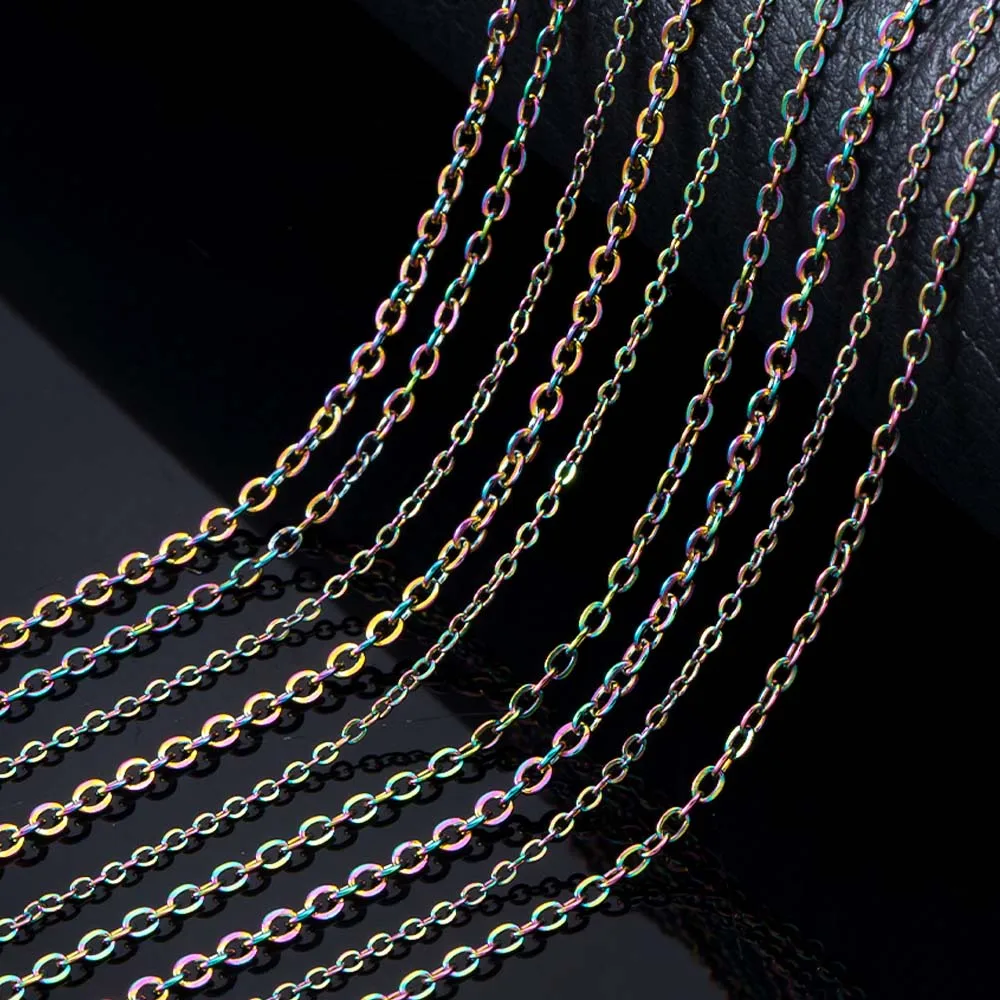 2 متر اللون الفولاذ المقاوم للصدأ شقة الصليب O على شكل سلسلة الأساسية DIY بها بنفسك البند سلسلة سوار الجسم سلسلة رئيس حلية الملحقات