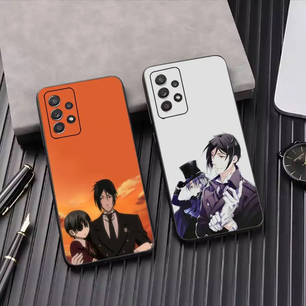 Classic Anime B-Black Butler Phone Case For Samsung S25 S26 S24 S23 S 25 Ultra Plus FE Soft Black Cover