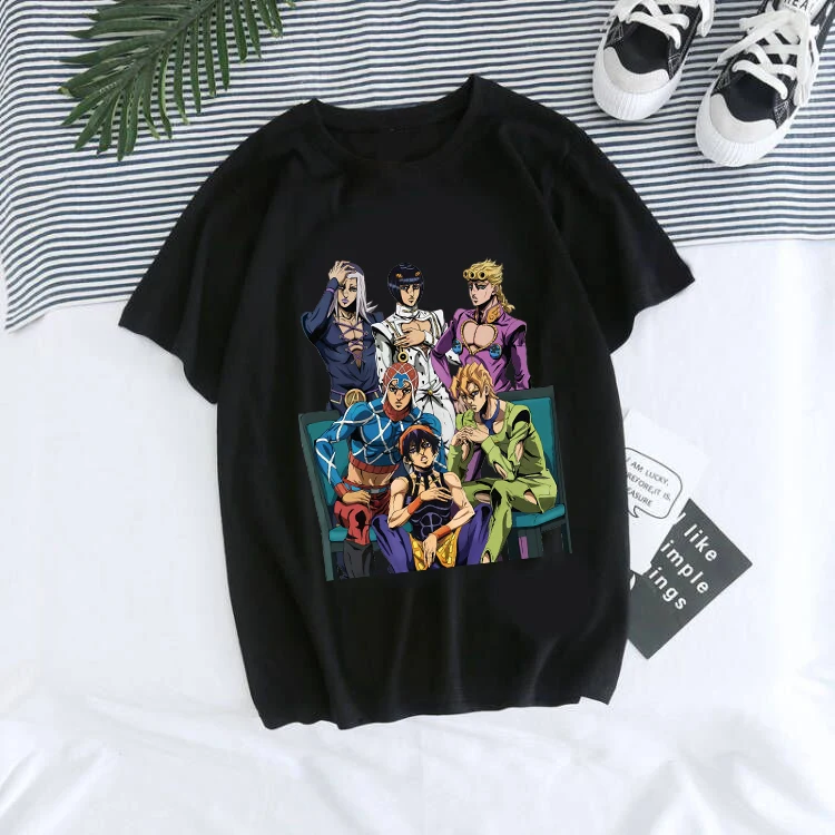 Male Clothes Jojo Bizarre Adventure Wear Men Funny Cartoon Graphic Tees Men\'s Japanese Anime Blouse Manga T-shirt Unisex Tops