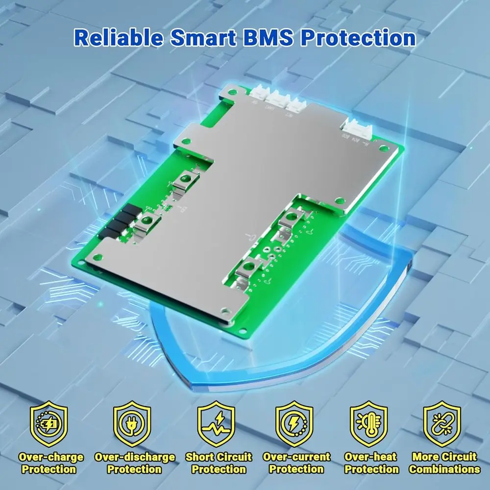 블루투스 기능이 있는 12V 100Ah LiFePO4 배터리, 그룹 24, 4S4P 지원, 온도 보호, 1280Wh 리튬 인산철 배터리