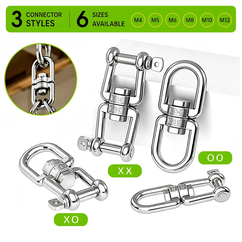 304 Stainless Steel Double Head Rotating Anchor Connector Marine Yacht Rotating Buckle Rolling Release Hook Device