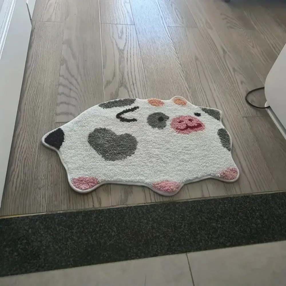 VIKAMA Cute Cow Alien Pattern Rug Non Slip Warm Soft for Bedroom Corner Entrance Home Decor Festive Atmosphere 2025