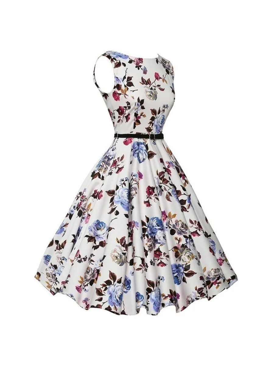Letnie sukienki Vestidos Odzież Kwiatowe szaty Retro Swing Casual Vintage Rockabilly — zdjęcie 2