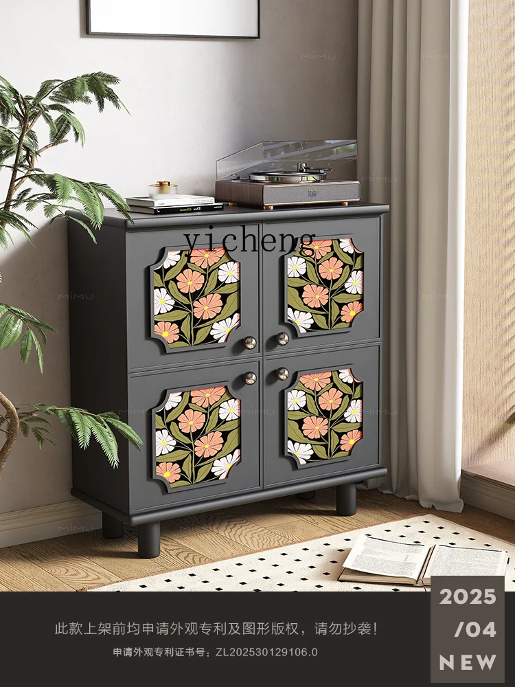 YFY  home solid wood porch cabinet opposite the door living room partition cabinet French retro shoe cabinet home accessories