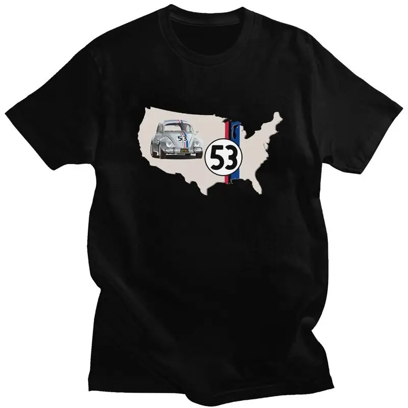 Custom Novelty Herbie 53 Classic Racing Car Logo T Shirt Men Short Sleeves Pure Cotton T-shirt Summer Tee Streetwear Tshirt