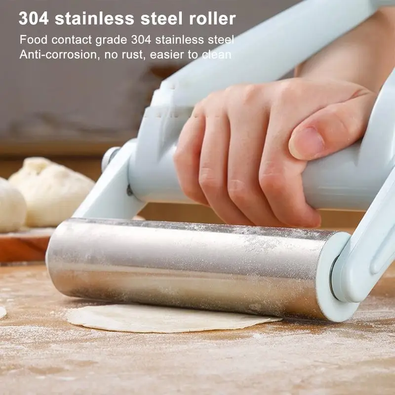 Labor-saving rolling pin 10 Inch Stainless Steel Rolling Pin Non-Stick Kitchen Utensil with Multi-Angle Adjustable Design