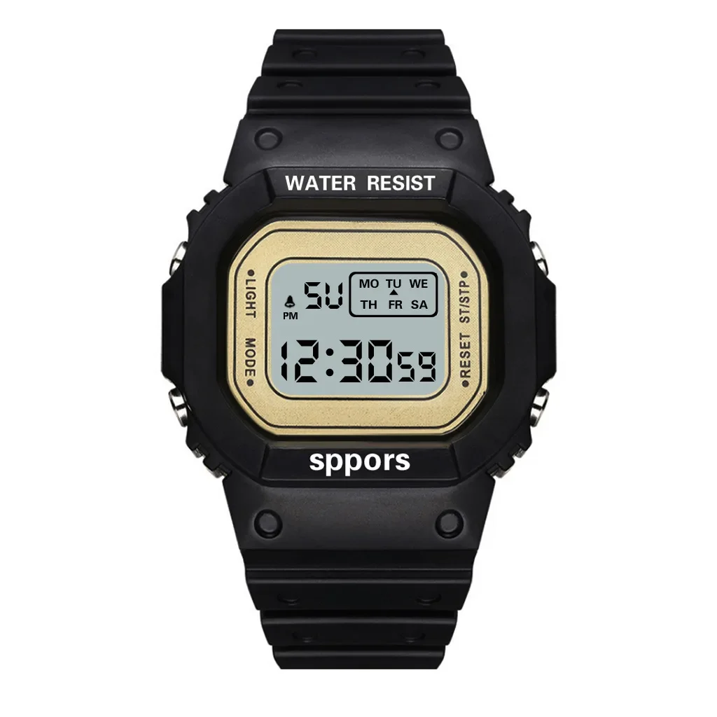 Digital Sport Watch para homens e mulheres, relógios de ouro, relógio de pulso casual, relógio transparente, presente do amor, crianças, moda infantil
