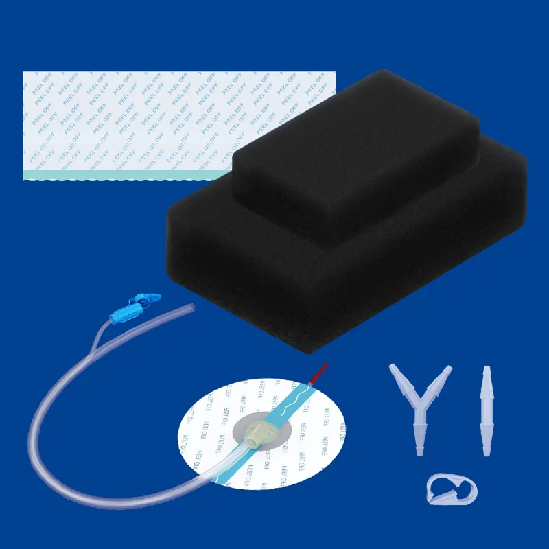 Negative pressure wound therapy dressing kit 20*10cm including black foam tubes with the pad transparent film I/Y connector