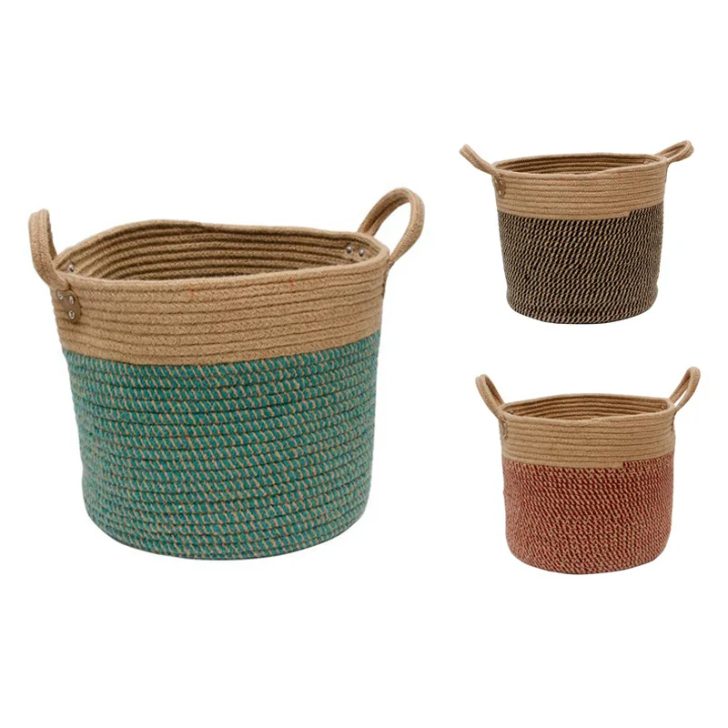 

Large Basket Woven Storage Basket With Handles Natural Jute Laundry Basket Toy Towels Blanket Basket Home Decor Gift