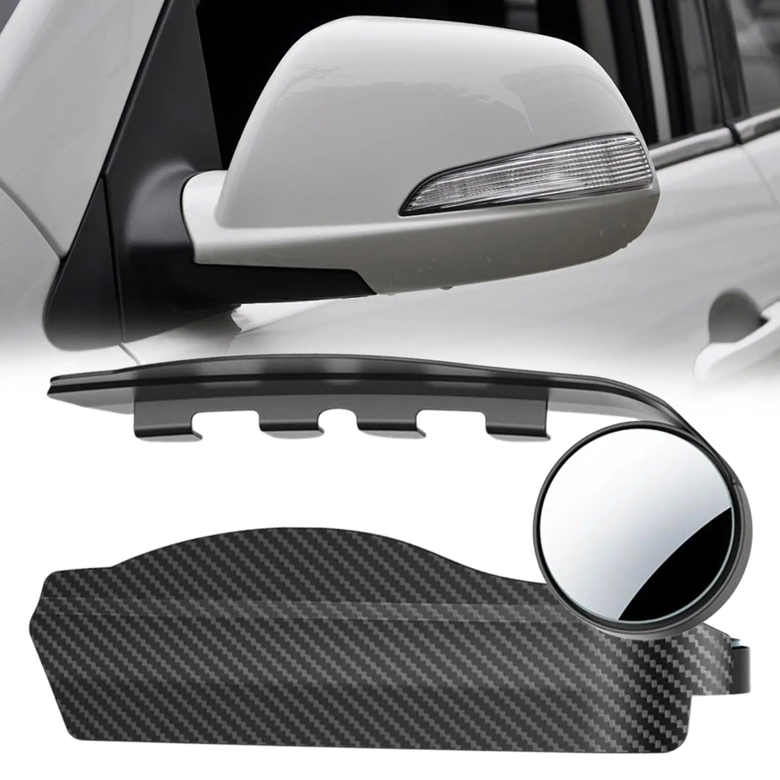Car Blind Spot Mirror Rain Eyebrow 2 in 1 Clip On Wide Angle Round Rear View Auxiliary Waterproof for Commuting Rainy Driving