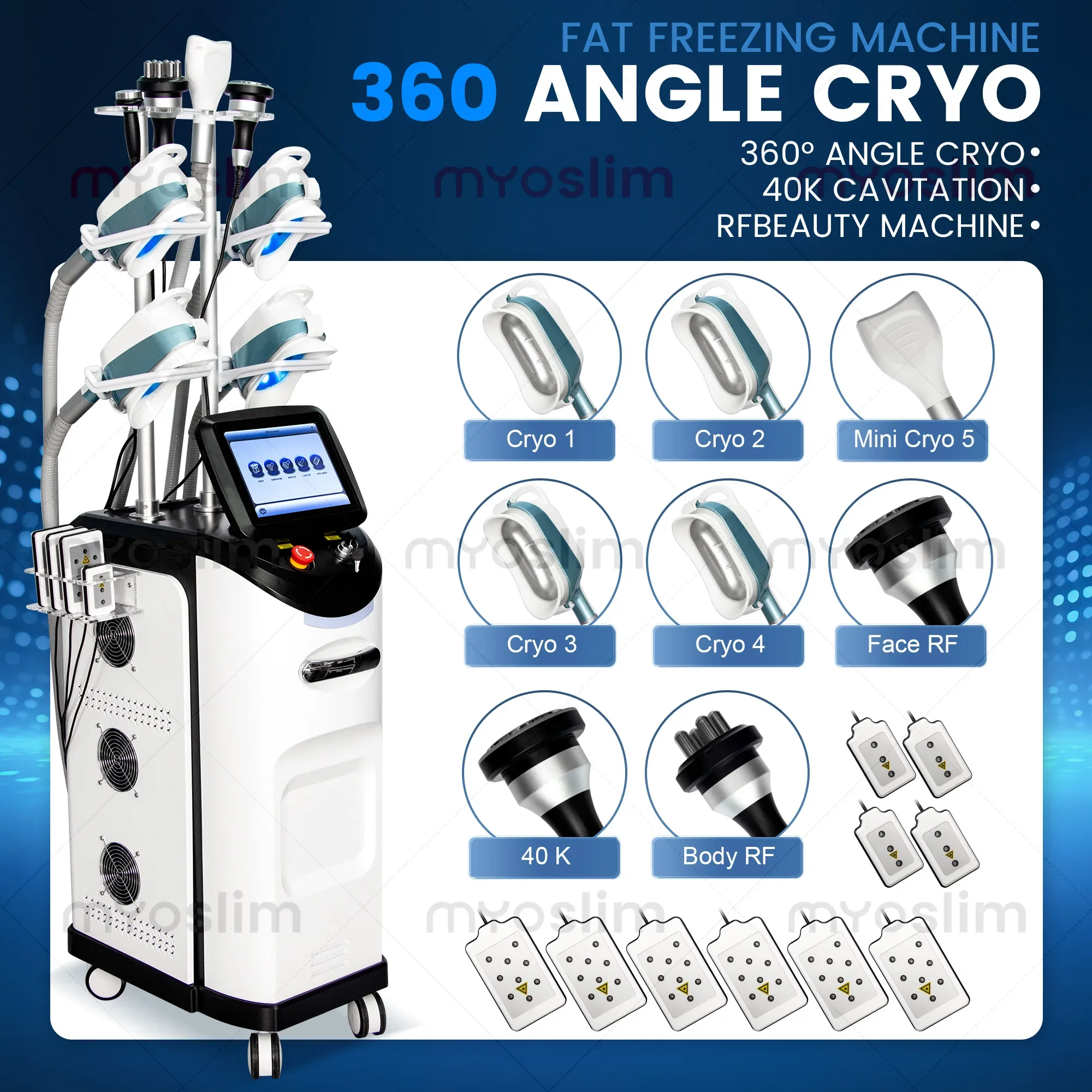 360° Fat Freezing Body Slimming Machine Effective Weight Loss Cellulite Removal Vacuum Cavitation System Beauty Salons Spas Use
