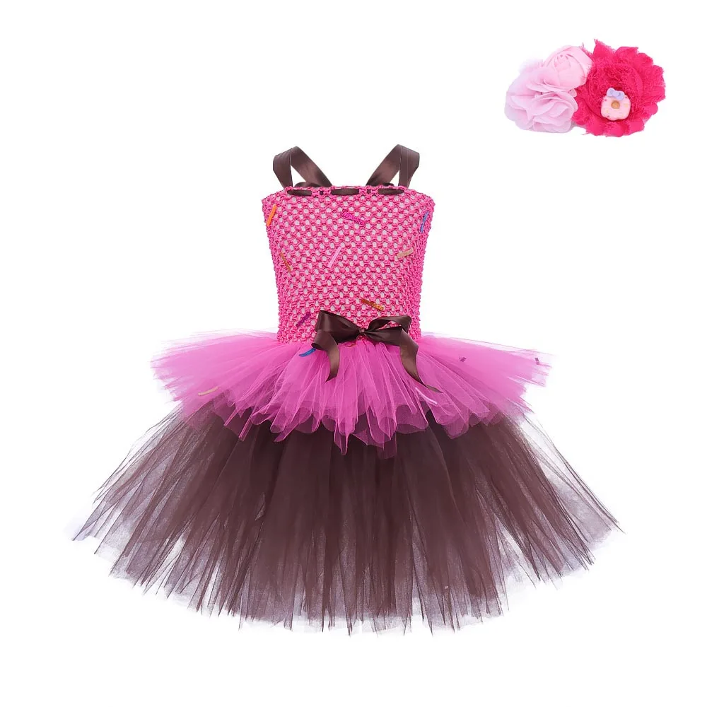 Fluffy Girls Candy Donuts Tutu Dress Baby First Birthday Carnival Party Tutu Costume for Photo Shoot Layered Princess Ball Gown