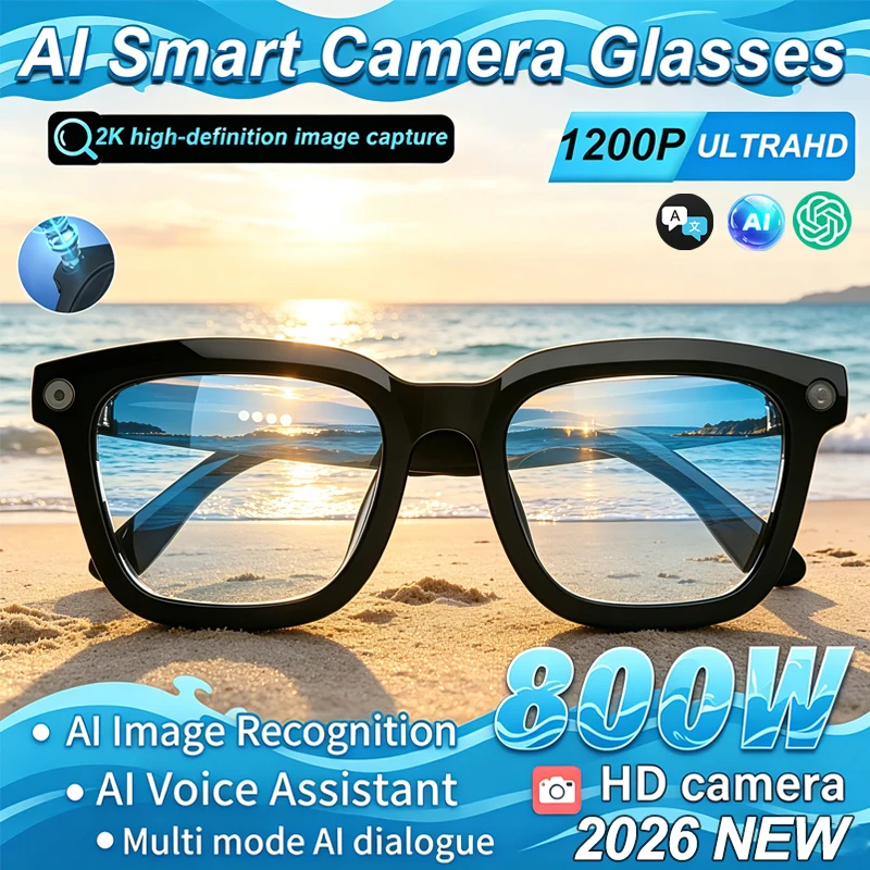 

Новые умные очки с ИИ 2026 года: запись видео 1080P, HD-камера 800 МП, многофункциональный ИИ-ассистент для разговоров и языковых функций