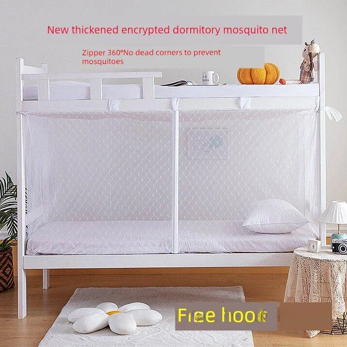 New Encryption Mosquito Net Single Bed Dormitory Bunk Bed Zipper Double Layer Student Dormitory Universal Use Iron Art Painted