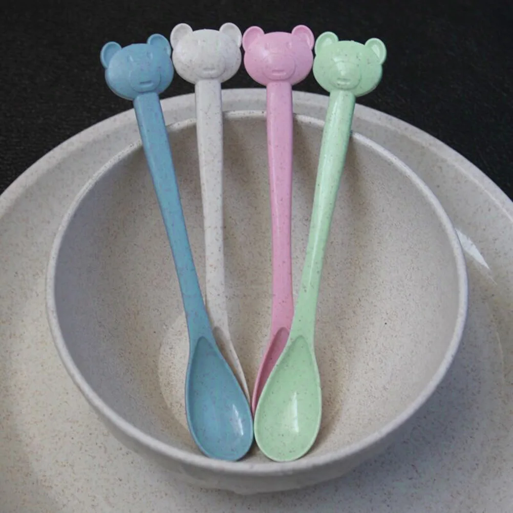 

20Pcs Bear Plastic Ice Cream Spoons Condiments Teaspoons Ideal for Jam Salt Sugar Desserts Pink Plastic Ice Cream Scoop